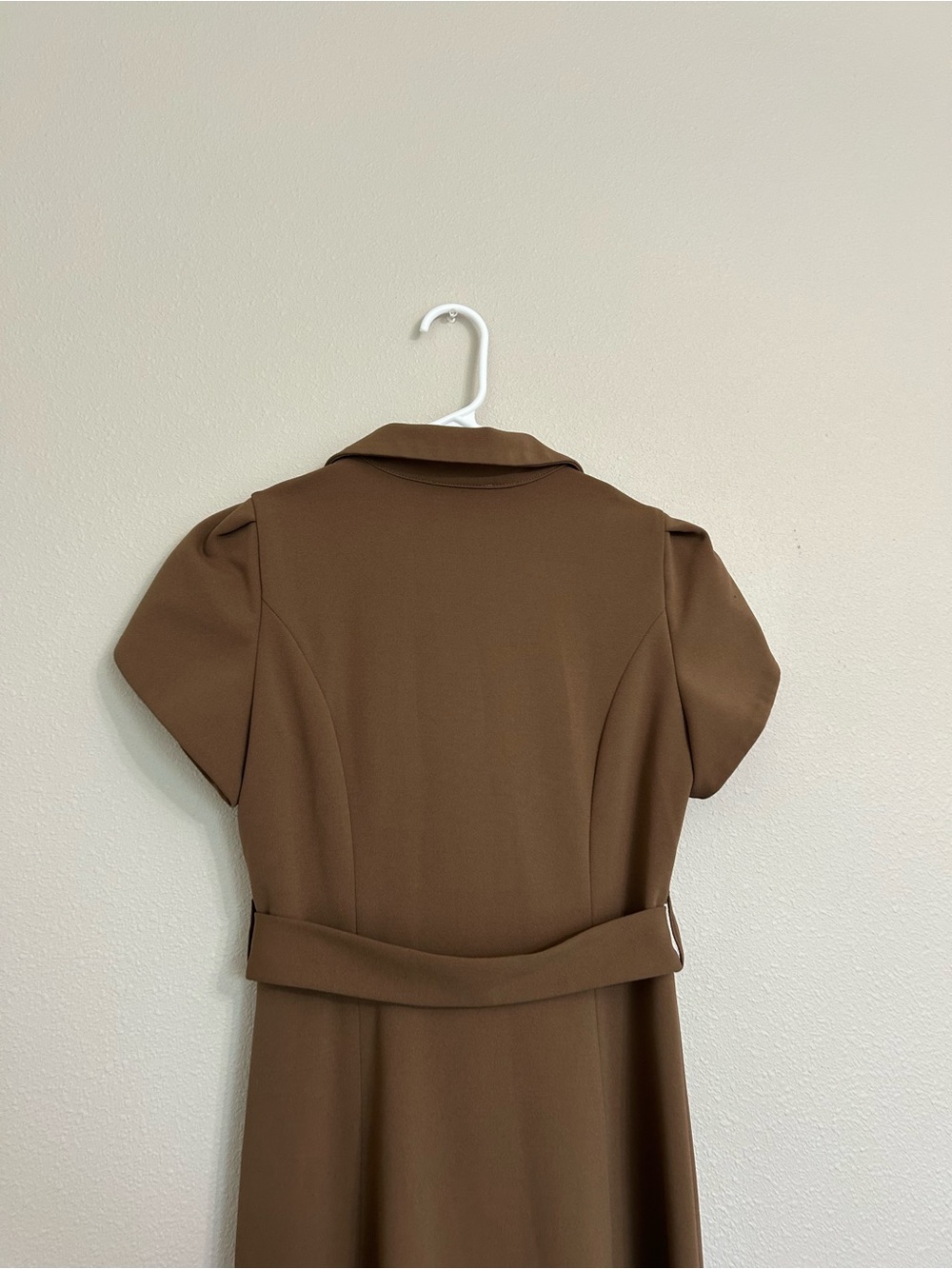 Calvin Klein Chocolate Brown Button-Front Maxi Dress with Belt - Picture 5 of 6